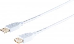 USB-A Verl�ngerungskabel, 2.0, gold, wei�, 3m - USB-A Stecker auf USB-A Buchse, 480 Mbit/s