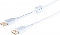 USB-A Verlängerungskabel, 2.0, Ferrit, weiß, 3m - USB-A Stecker auf USB-A Buchse, 480 Mbit/s