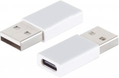 USB-A Adapter USB-C Buchse USB 2.0 Hi-Speed 480Mbit/s 56k? ABS wei� vergossen - Adapter 8-Pin auf