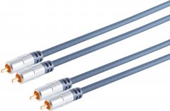 Home-Cinema Stereo Cinchkabel 2x RCA Stecker CuZnNi vergoldet Kupfer blau 10,0 m - vergoldet