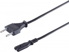 Netzkabel Euro-Stecker CEE 7/16 auf IEC C7 Buchse 2,0 m schwarz Stromkabel - Euro-Stecker CEE 7/16