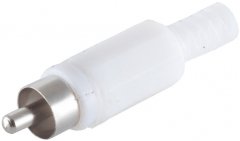 Cinchstecker l�tbar wei� Kunststoff RCA DIY - Cinch L�tstecker, RCA Phono, Audio Video Signal, HiFi