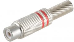 Cinchkupplung Metall l�tbar rot RCA DIY 6mm - Cinch L�tkupplung Metall, RCA Phono vergoldet, Audio