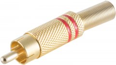 Cinchstecker Metall l�tbar, vergoldet rot RCA DIY 6mm - Cinch L�tstecker vergoldet Metall, RCA
