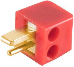 Lautsprecher Winkelstecker MINI schraubbar, vergoldet rot - Lautsprecher-Stecker MINI, 2-polig