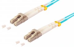 Duplex Patchkabel LC/LC, OM3, 50/125µm, aqua, 3,0 m - Multimode 50/125µm, LSZH, LWL Glasfaser