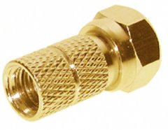 F-Stecker, 6,5 vergoldet, mit gro�er Mutter - SAT F-Stecker, Schraubmontage, 6,5mm Kabel, DVB-S