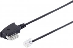 Telefonkabel TAE-N-Stecker Western-Stecker 6/2 (m. Br�cke) 3 m schwarz - TAE-N auf Western 6/4