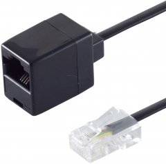 Telefonkabel Western-Stecker 8/4 Western-Kupplung 8/4 6 m schwarz - Western 6/4 auf