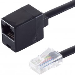 Telefonkabel Western-Stecker 8/8 Western-Kupplung 8/8 15 m schwarz - Western 6/4 auf