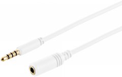 Audioverlängerung 3,5mm TRRS slim weiß 4-polig Headset Kupfer vergoldet 3,0 m - TRRS 4-polig, slim