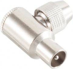 Koaxial-Winkelstecker, Schraubanschlu�, klein - IEC Koaxialkupplung, Metall, Schraubanschluss, 75