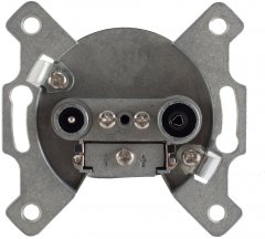 Antennendose, BK+SAT, Stich 2-Fach 1dB - Antennendose BK+SAT, Stich, 2-Fach, Unterputz, IEC+F
