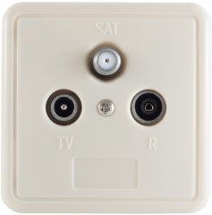 Antennendose, BK+SAT, Durchgang DC, 10dB, 3-fach S - Antennendose BK+SAT, Durchgang/Stich, DC