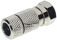 F-Stecker 6,7, mit gro�er Mutter - F-Stecker, Kunststoffh�lse, crimpen, 75 Ohm, SAT - F-Stecker
