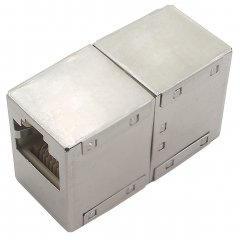 Cat.5 RJ45-Kabelverbinder, Vollmetall, geschirmt, Inline - Cat.5E RJ45-Kabelverbinder, Vollmetall