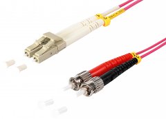 Duplex Patchkabel LC/ST, OM4, 50/125µm, violett, 3,0 m - Multimode 50/125µm, LSZH, LWL Glasfaser
