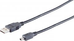 USB-A Adapterkabel, Mini-B 4p, 2.0, schwarz, 1m - USB-A Stecker auf Mini-B 4p Stecker, 2.0, 480