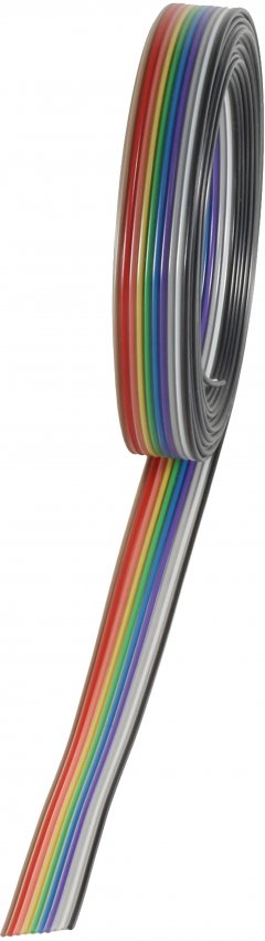 Flachkabel farbig Raster 1,27mm 16 pin 2m - IDC Flachbandkabel farbig, 16-polig, Raster 1,27mm