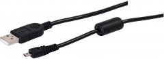 USB-A Adapterkabel, Mini-B 8p, 2.0, Ferrit, 1,5m - USB-A Stecker auf Mini-B 8p Stecker, 2.0, Ferrit,