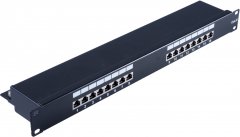 Patchpanel Cat.6, 16-Port, 19, schwarz, RJ-45, Netzwerkschrank - Patchpanel Cat.6, 16-Port, 19