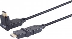 HDMI Kabel, 4K, verg, 2x winkelbar, schwarz, 1m - HDMI-A Stecker auf HDMI-A Stecker, 4K (60Hz), HDC