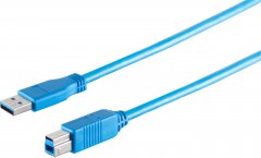 USB-A Adapterkabel, USB-B, 3.0, blau, 1m - USB-A Stecker auf USB-B Stecker, 5 Gbit/s, SuperSpeed USB