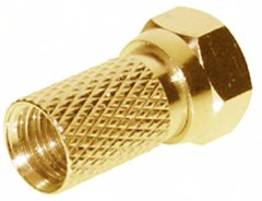 F-Stecker 7,2, vergoldet, mit gro�er Mutter - SAT F-Stecker, Schraubmontage, 7,2mm Kabel, DVB-S