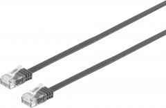 Flachkabel Cat.6, U/UTP, schwarz, 3 m, RJ-45, slim - Cat.6 Patchkabel slim, U/UTP, 250MHz, Gigabit