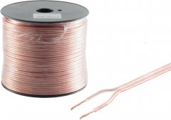 Lautsprecherkabel CCA 2×0,75 mm² transparent 100m Spule Kupfer-Aluminium PVC rund - CCA, 2×0,75mm²,