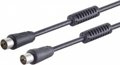 Antennenkabel mit Ferrit >100 dB schwarz 2m - IEC-Stecker auf IEC-Kupplung, Ferrit, >100 dB