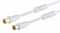 Antennenkabel m. Ferrit vergoldet >100dB wei� 7,5m - IEC Antennenkabel mit Ferrit, >100dB, DVB-T
