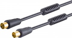 Antennenkabel m. Ferrit vergoldet >100dB schw 3,0m - IEC-Stecker auf IEC-Kupplung, Ferrit, >100 dB,