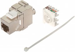RJ-45 Keystone-Modul, Cat.6A, 500 MHz, STP, zertifiziert, silber - RJ-45 Keystone-Modul, Cat.6A