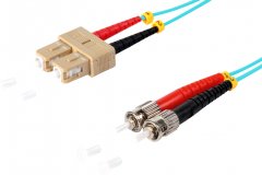 Duplex Patchkabel SC/ST, OM3, 50/125µm, aqua, 3,0 m - Multimode 50/125µm, LSZH, LWL Glasfaser