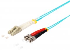 Duplex Patchkabel LC/ST, OM3, 50/125µm, aqua, 10,0 m - Multimode 50/125µm, LSZH, LWL Glasfaser