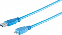 USB-A Adapterkabel, Micro-B, 3.0, blau, 5m - USB-A Stecker auf Micro-B Stecker, 3.0, 5 Gbit/s