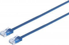 Flachkabel Cat.6, U/UTP, blau, 3 m, RJ-45, slim - Cat.6 Patchkabel slim, U/UTP, 250MHz, Gigabit