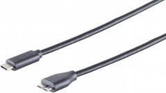 USB-C Adapterkabel, Micro-B, 3.0 schwarz, 1m - USB-C Stecker auf Micro-B Stecker, 3.0, 5 Gbit/s