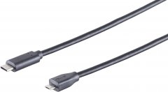 USB-C Adapterkabel, Micro-B, 2.0, schwarz, 3m - USB-C Stecker auf Micro-B Stecker, 2.0, 480 Mbit/s