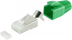 RJ-45 Modular-Stecker, 8P8C STP, 23 AWG, gr�n, Cat.5E/6 Installationskabel - RJ45 8P8C STP, 23 AWG