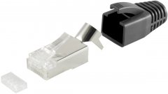 RJ-45 Modular-Stecker, 8P8C STP, 23 AWG, schwarz, Cat.5E/6 Installationskabel - RJ45 8P8C STP, 23