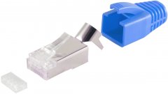 RJ-45 Modular-Stecker, 8P8C STP, 23 AWG, blau, Cat.5E/6 Installationskabel - RJ45 8P8C STP, 23 AWG