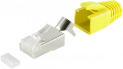 RJ-45 Modular-Stecker, 8P8C STP, 23 AWG, gelb, Cat.5E/6 Installationskabel - RJ45 8P8C STP, 23 AWG