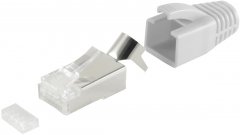 RJ-45 Modular-Stecker, 8P8C STP, 23 AWG, grau, Cat.5E/6 Installationskabel - RJ45 8P8C STP, 23 AWG