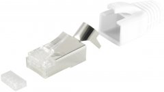RJ-45 Modular-Stecker, 8P8C STP, 23 AWG, wei�, Cat.5E/6 Installationskabel - RJ45 8P8C STP, 23 AWG