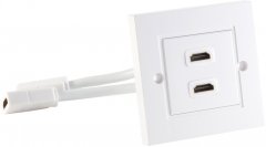 HDMI Wanddose 2-fach mit Kabel, 4K - HDMI Wanddose, 4K, HDMI-A Buchse mit Kabel, Unterputz