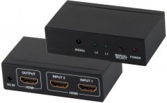 HDMI Umschalter 2x1, Metall, 4K30Hz, schwarz - 4K \(30Hz\), 2:2, HDCP 1.4, An diesem HDMI Umschalter�