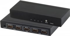 HDMI Verteiler 1x4, Metall, 4K30Hz, schwarz - 1x HDMI-A Buchse \(Eingang\) 4x HDMI-A Buchse \(Ausgang\)