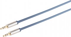 Home-Cinema 3,5mm Klinken-Anschlusskabel Stecker auf Stecker vergoldet CuZnNi chrom blau 0,75m